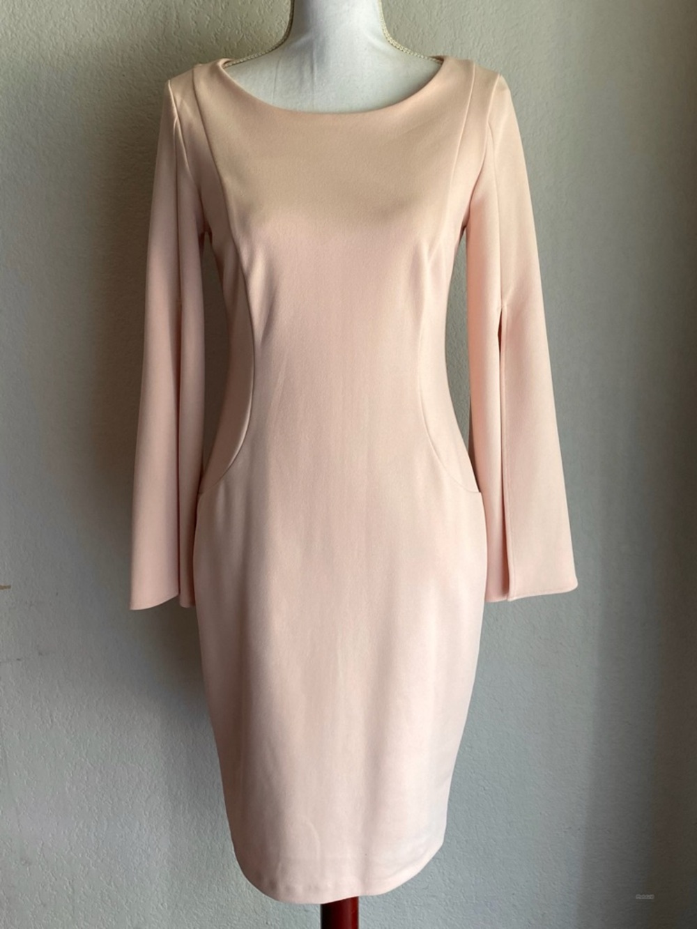 Calvin Klein Blush Pink Long-Sleeve Sheath Dress